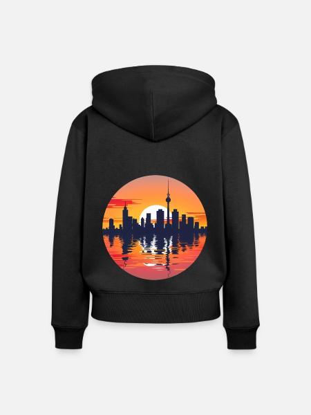 Gelsenkirche Skyline - Frauen Premium Bio Zip Hoodie - Schwarz