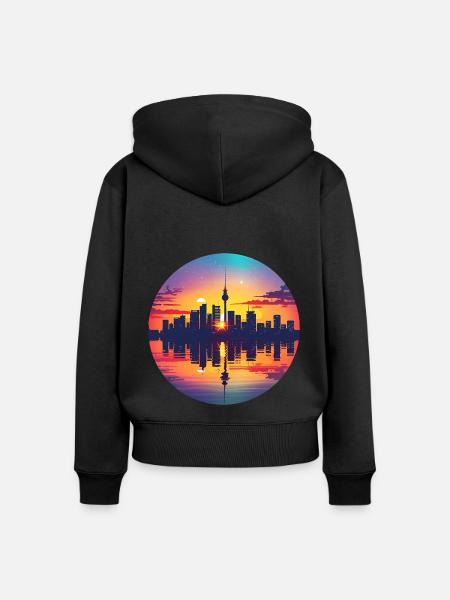 Essen Skyline - Frauen Premium Bio Zip Hoodie - Schwarz