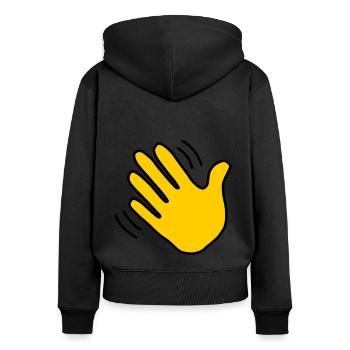 Emoji Hand winken Skizze Farbe - Frauen Premium Bio Zip Hoodie - Schwarz - Hinten - Julia (174cm)