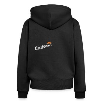 Cooles Oberpfälzerin Motiv Shirt Pullover Spruch - Frauen Premium Bio Zip Hoodie - Schwarz - Hinten - Julia (174cm)