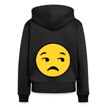 Emoji Unzufrieden Skizze Farbe - Frauen Premium Bio Zip Hoodie - Schwarz - Hinten - Julia (174cm)