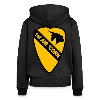 AIR CORN_11 Februar 2018 - Frauen Premium Bio Zip Hoodie - Schwarz - Hinten - Julia (174cm)