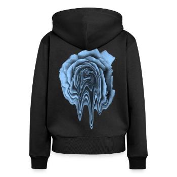 blue rose liquid flower gift idea woman - Women's Premium Organic Zip Hoodie - black - Back - Julia (174cm)