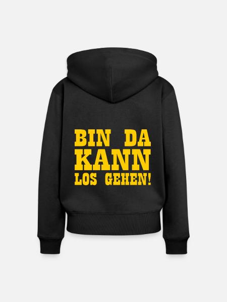Bin da kann losgehen - Frauen Premium Bio Zip Hoodie - Schwarz