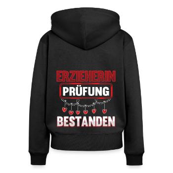 Erzieherin Prüfung bestanden Kita Kindergarten - Frauen Premium Bio Zip Hoodie - Schwarz - Hinten - Julia (174cm)