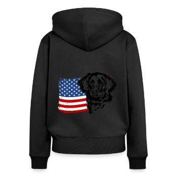 Stabjihoun Drapeau américain chien chiens Wilsigns - Sweat à capuche zippé Premium bio Femme - noir - Dos - Julia (174cm)