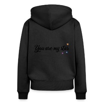 Du bist mein Stern - Frauen Premium Bio Zip Hoodie - Schwarz - Hinten - Julia (174cm)