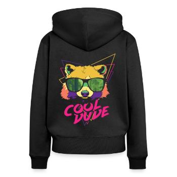 Cooler Typ - Frauen Premium Bio Zip Hoodie - Schwarz - Hinten - Julia (174cm)