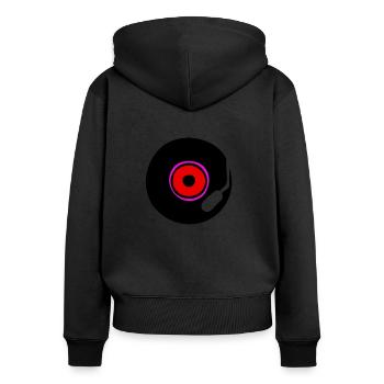 Music sound song record loud old school vinyl - Women's Premium Organic Zip Hoodie - black - Back - Julia (174cm)