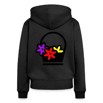 Panier de fleurs fleurs jardin cadeau - Sweat à capuche zippé Premium bio Femme - noir - Dos - Julia (174cm)