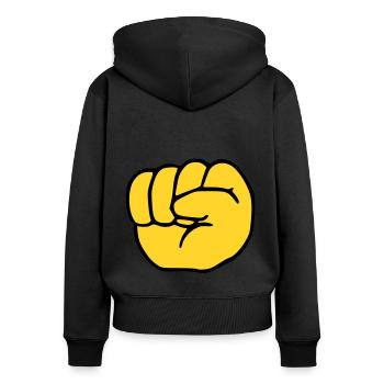 Emoji Fist Sketch Couleur - Sweat à capuche zippé Premium bio Femme - noir - Dos - Julia (174cm)