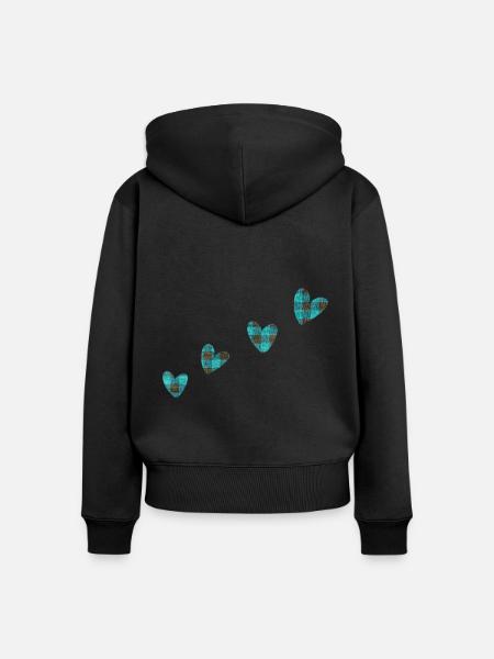 4 herzen stoff kleidung blau - Frauen Premium Bio Zip Hoodie - Schwarz