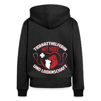 Tierarzthelferin mit Herz und Leidenschaft TFA - Frauen Premium Bio Zip Hoodie - Schwarz - Hinten - Julia (174cm)