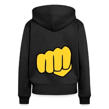 Emoji Fist Sketch Couleur - Sweat à capuche zippé Premium bio Femme - noir - Dos - Julia (174cm)
