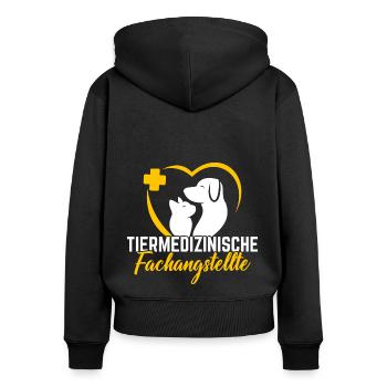 Tierarzthelferin Veterinär TFA - Frauen Premium Bio Zip Hoodie - Schwarz - Hinten - Julia (174cm)