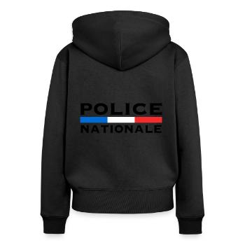 Picole Nationale - Sweat à capuche zippé Premium bio Femme - noir - Dos - Julia (174cm)