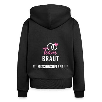 Checkliste Missionshelfer Junggesellinnenabschied - Frauen Premium Bio Zip Hoodie - Schwarz - Hinten - Julia (174cm)