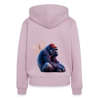 Affe - Frauen Premium Bio Zip Hoodie - Altrosa - Hinten - Julia (174cm)