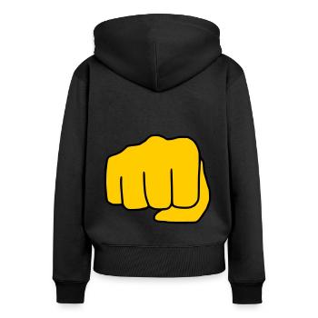 Emoji Fist Sketch Couleur - Sweat à capuche zippé Premium bio Femme - noir - Dos - Julia (174cm)
