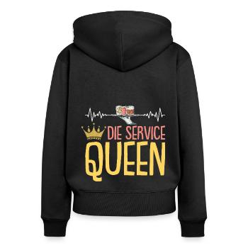 Kellnerin Service Herzschlag Bedienung Servicekraf - Frauen Premium Bio Zip Hoodie - Schwarz - Hinten - Julia (174cm)