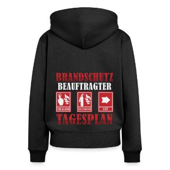 Brandschutzbeauftragter Brandschutz Tagesplan - Frauen Premium Bio Zip Hoodie - Schwarz - Hinten - Julia (174cm)