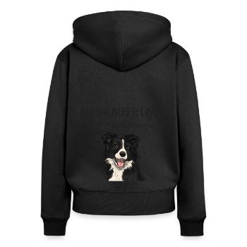 All you need is love and a bordercollie - Frauen Premium Bio Zip Hoodie - Schwarz - Hinten - Julia (174cm)