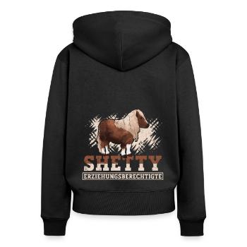 Shetty Spruch Shetland Pony reiten - Frauen Premium Bio Zip Hoodie - Schwarz - Hinten - Julia (174cm)