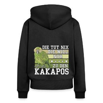 Die will nur zu den Kakapos Papagei - Frauen Premium Bio Zip Hoodie - Schwarz - Hinten - Julia (174cm)