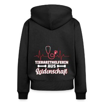 Tierarzthelferin Herzschlag Veterinär TFA - Frauen Premium Bio Zip Hoodie - Schwarz - Hinten - Julia (174cm)