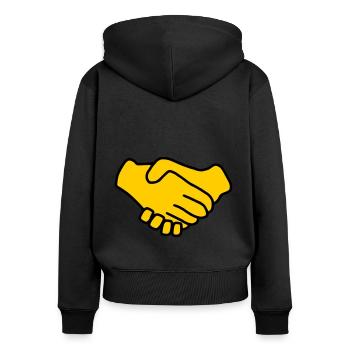 Emoji Main Donner la couleur sketch - Sweat à capuche zippé Premium bio Femme - noir - Dos - Julia (174cm)