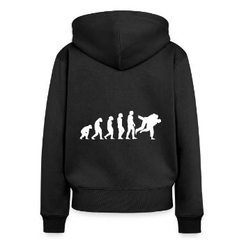 Evolution judo - Frauen Premium Bio Zip Hoodie - Schwarz - Hinten - Julia (174cm)