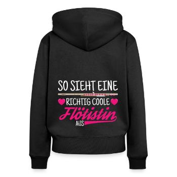 Querflöte Flöte Flötistin - Frauen Premium Bio Zip Hoodie - Schwarz - Hinten - Julia (174cm)