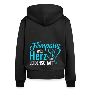 Firmpatin mit Herz und Leidenschaft Firmung - Frauen Premium Bio Zip Hoodie - Schwarz - Hinten - Julia (174cm)