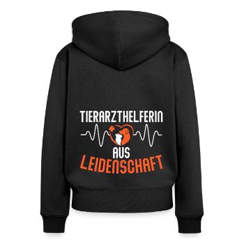Tierarzthelferin Herzschlag Veterinär TFA - Frauen Premium Bio Zip Hoodie - Schwarz - Hinten - Julia (174cm)