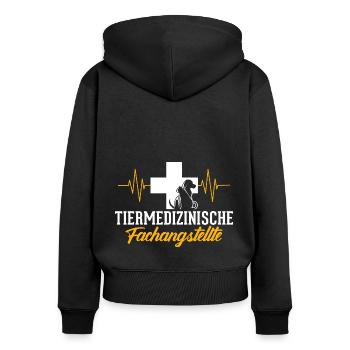 Tierarzthelferin Veterinär TFA Herzschlag - Frauen Premium Bio Zip Hoodie - Schwarz - Hinten - Julia (174cm)