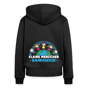 Erzieherin kleine Menschen Bändigerin Kita - Frauen Premium Bio Zip Hoodie - Schwarz - Hinten - Julia (174cm)