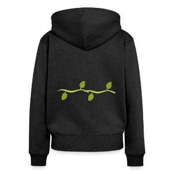 Quatre feuilles ligne nature - Sweat à capuche zippé Premium bio Femme - noir - Dos - Julia (174cm)