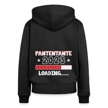 Patentante 2023 loading Taufpatin - Frauen Premium Bio Zip Hoodie - Schwarz - Hinten - Julia (174cm)