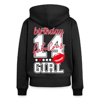 14 years fourteen 14th birthday girl gifts - Women's Premium Organic Zip Hoodie - black - Back - Julia (174cm)
