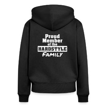 Famille Hardstyle | Marchandise hardstyle - Sweat à capuche zippé Premium bio Femme - noir - Dos - Julia (174cm)