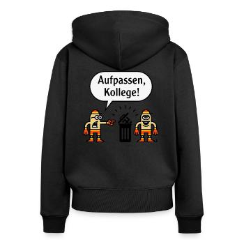 Aufpassen, Kollege! (Karikatur Gegen Rechts / PNG) - Frauen Premium Bio Zip Hoodie - Schwarz - Hinten - Julia (174cm)
