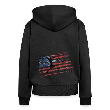 Stabhochspringer-Geschenk - Frauen Premium Bio Zip Hoodie - Schwarz - Hinten - Julia (174cm)