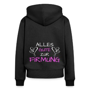 Alles Gute zur Firmung Firmling - Frauen Premium Bio Zip Hoodie - Schwarz - Hinten - Julia (174cm)