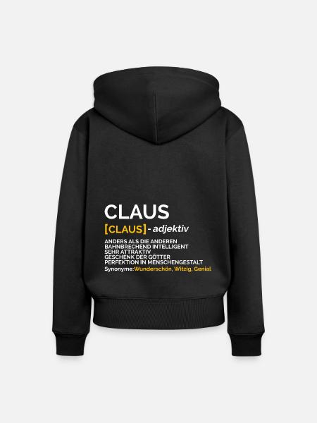 Claus - Frauen Premium Bio Zip Hoodie - Schwarz