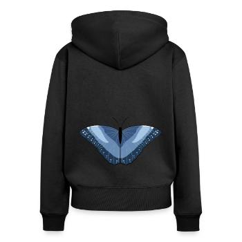 Fliegendes Kunstwerk - Schmetterling - Frauen Premium Bio Zip Hoodie - Schwarz - Hinten - Julia (174cm)