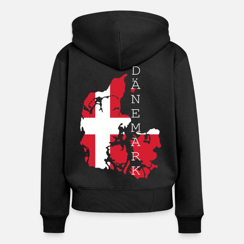 Danemark drapeau - Sweat à capuche zippé Premium bio Femme - noir
