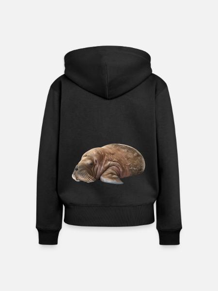 Walross - Frauen Premium Bio Zip Hoodie - Schwarz