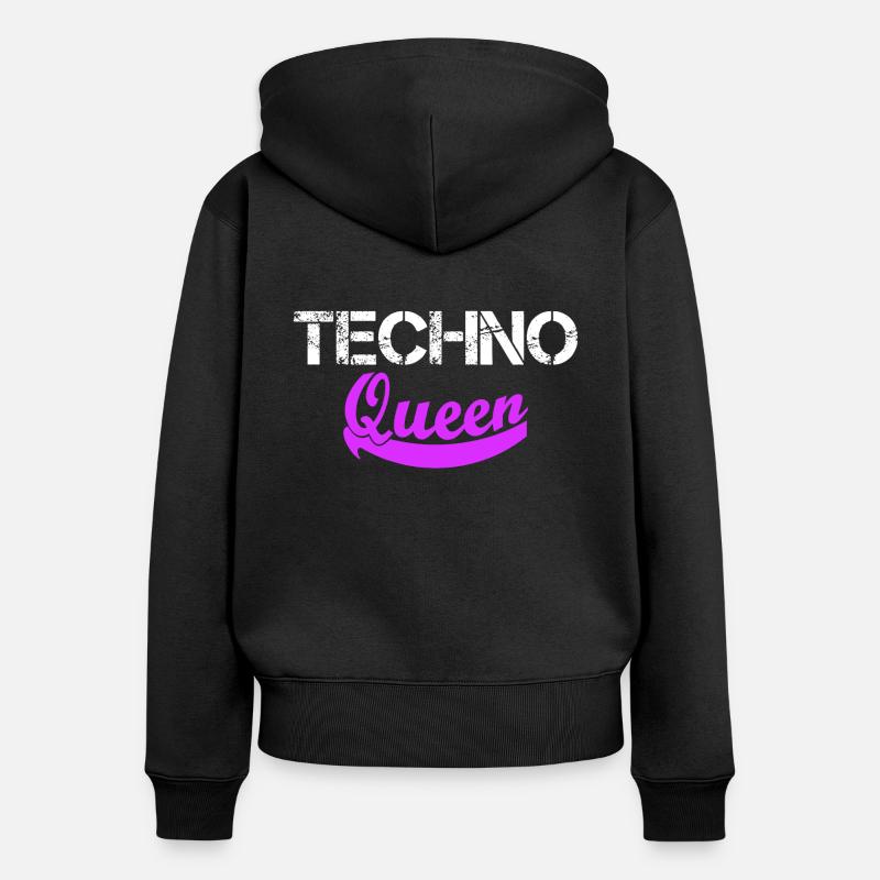 Techno Queen Rave Electro - Sweat à capuche zippé Premium bio Femme - noir