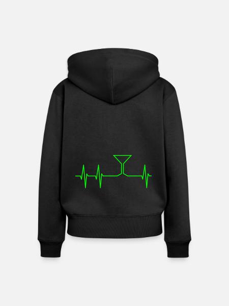 EKG und Cocktailglas - Frauen Premium Bio Zip Hoodie - Schwarz
