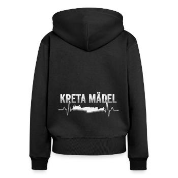 Kreta Mädel Griechenland Urlaub Herzschlag - Frauen Premium Bio Zip Hoodie - Schwarz - Hinten - Julia (174cm)